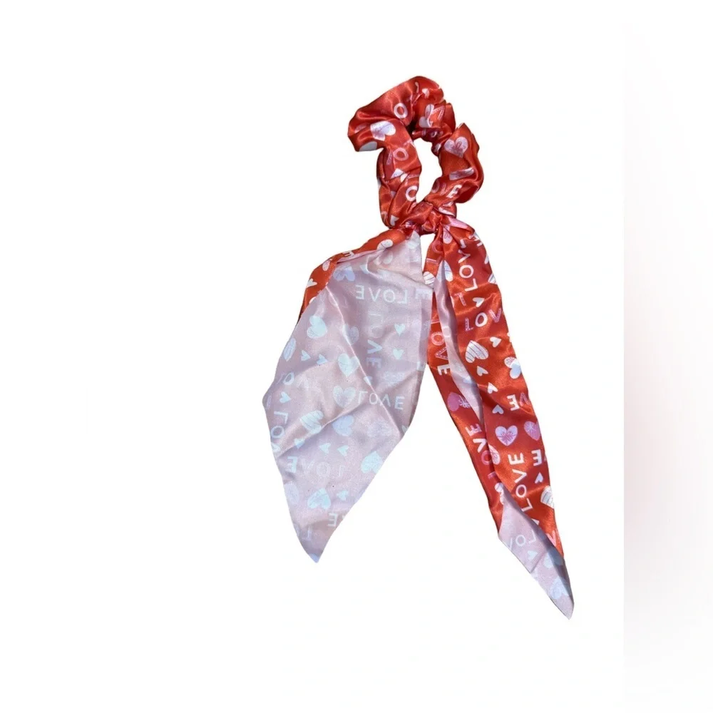 Red Love Print Hair scrunchie